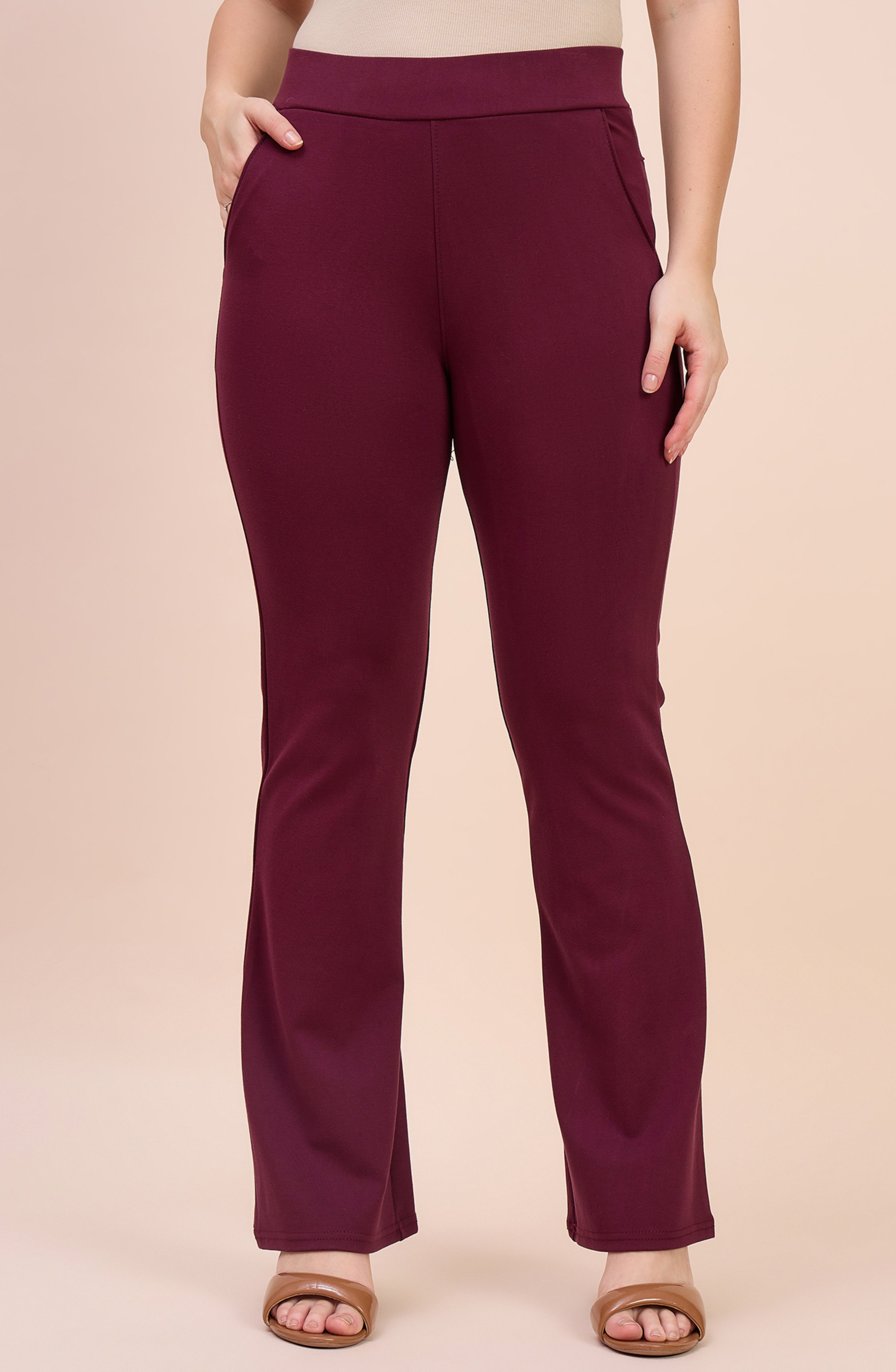 Wine Maroon Bell Bottom Pants