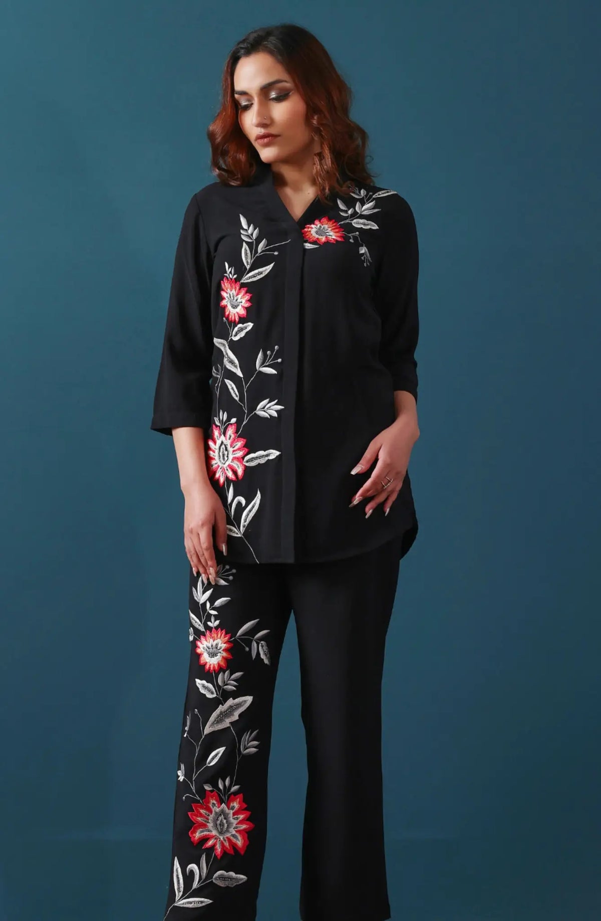 Black Embroidered Co-ord Set