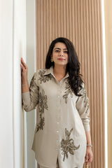 Graceful Beige Embellished Co-ord Set