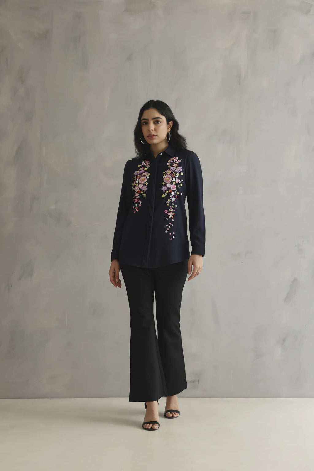 Navy Blue Embellished Shirt