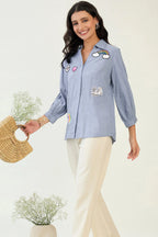 Cotton Denim Embellished Shirt
