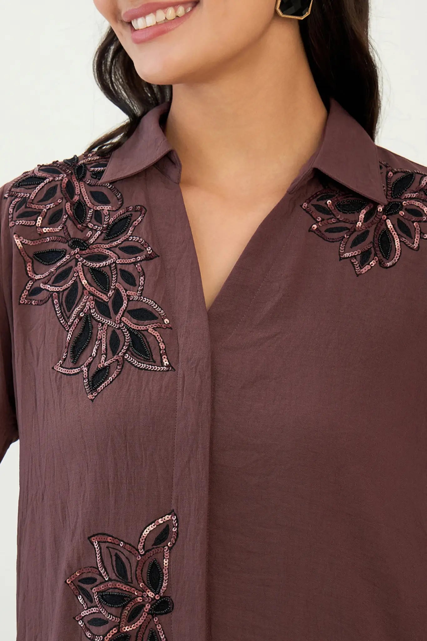 Black and Brown Embellished Co-ord Set