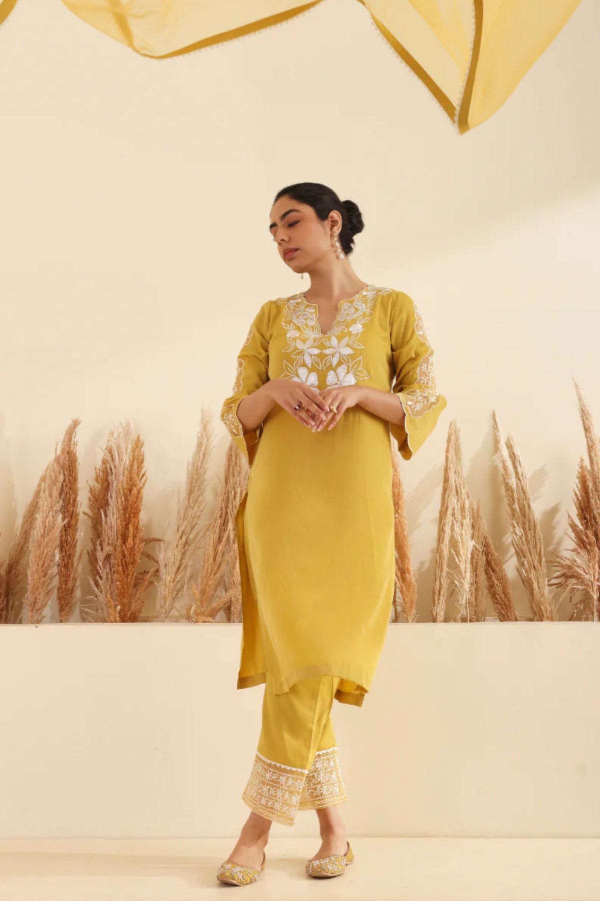 Yellow Organza suit set