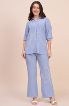 Powder Blue Co-ord Set with Pearl Beaded Floral Motif