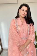 Elegant Peach Handcrafted Kurta