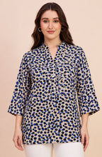 Blue & Black Polka Dot Print Shirt