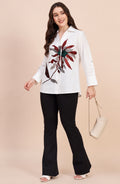 White Sequin Embellished Shirt