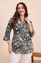 Black & Cream Abstract Tribal Print Shirt