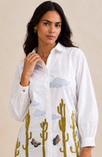 White Cotton Embroidered Designer Shirt