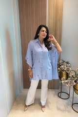 Blue Striped Kaftan Shirt