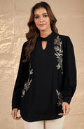 Choker Neck Black Embellished Shirt