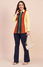 Yellow, Rust & Green Panelled Shirt