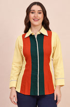 Yellow, Rust & Green Panelled Shirt