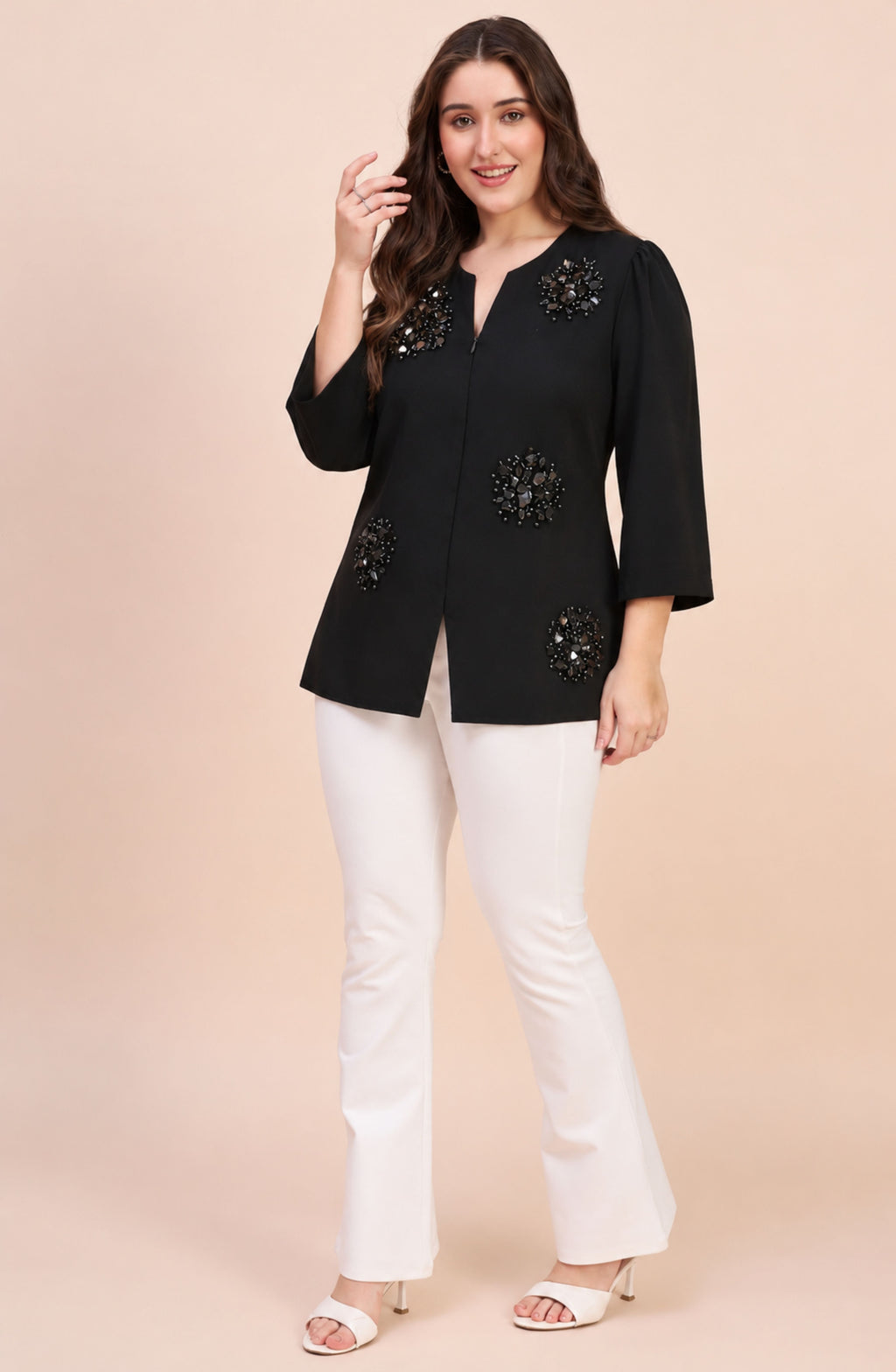 Black Stone Embellished Top