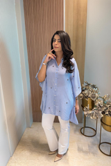 Blue Striped Kaftan Shirt