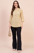 Mustard Yellow Tropical Leaf Print