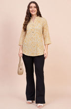 Mustard Yellow Tropical Leaf Print
