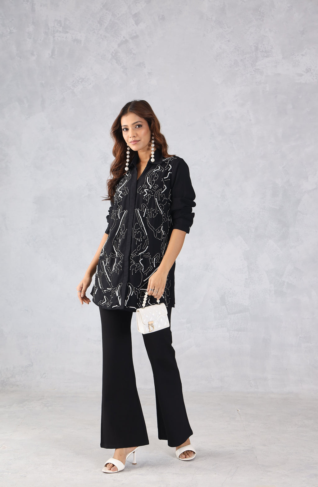 Black & Pearl Embellished Shirt