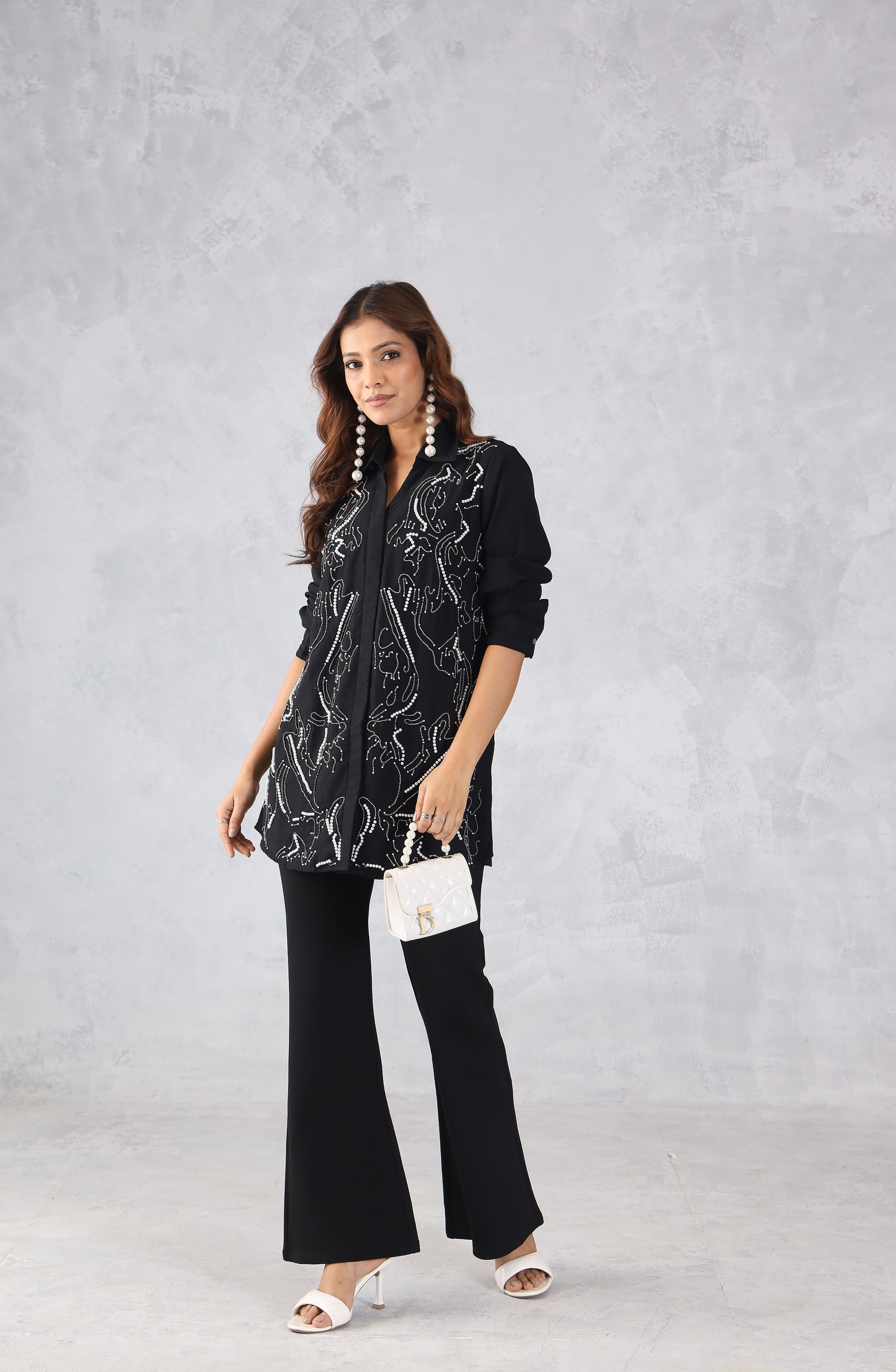 Black & Pearl Embellished Shirt