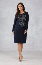 Navy Blue Elegant Embellished Dress