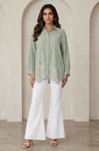 Light Sage Green Embroidered Shirt