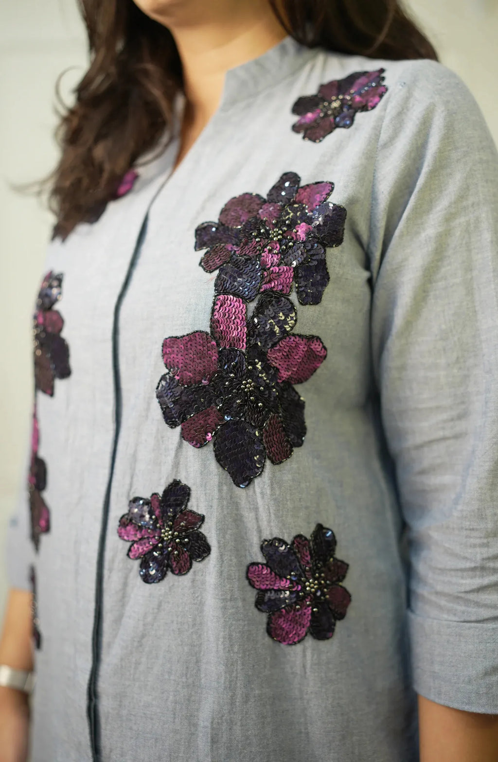 Cotton Denim Sequin Shirt