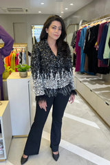 Black White Embellished Jacket