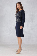 Navy Blue Elegant Embellished Dress