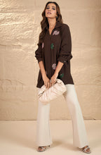 Brown Abstract Embellished Shirt