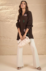 Brown Abstract Embellished Shirt