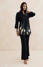 Black Leaf Embroidered Co-Ord Set