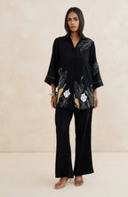 Black Leaf Embroidered Co-Ord Set
