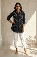 Black Leaf Embellished Shirt