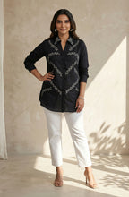 Black Leaf Embellished Shirt