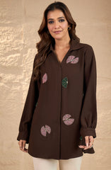 Brown Abstract Embellished Shirt