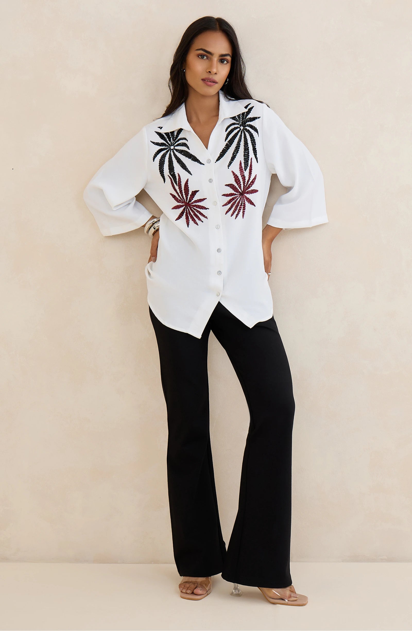 White Crystal Sequin Shirt