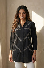 Black Leaf Embellished Shirt