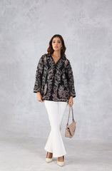 Black Multicolour Floral Embroidered Shirt