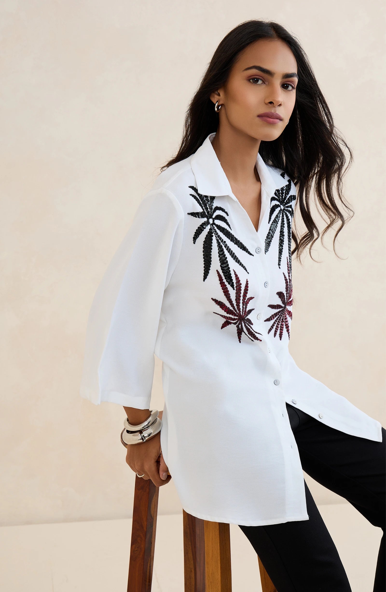 White Crystal Sequin Shirt