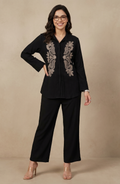 Black Elegant Embroidered Co-Ord Set