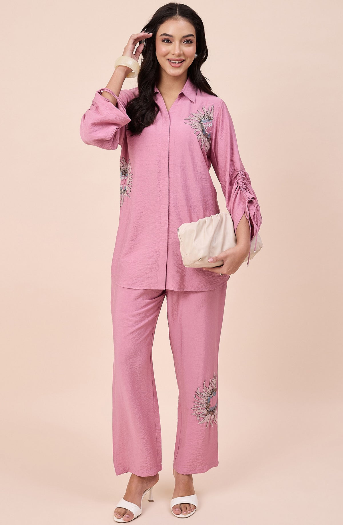 Pink Tonal Embellished Co-ord Set