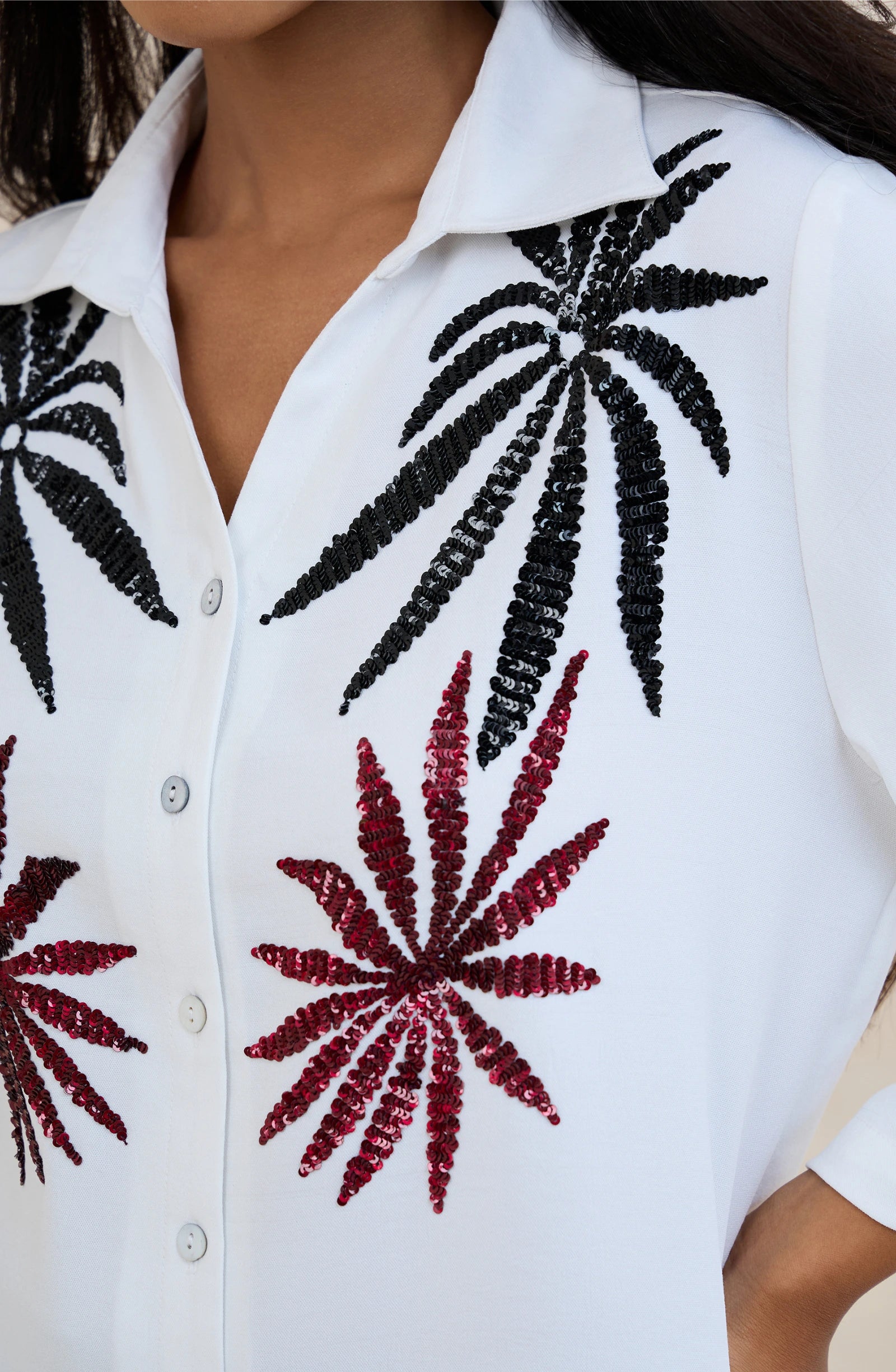White Crystal Sequin Shirt
