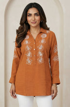 Rust Orange Embroidered Shirt