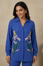 Royal Blue Embellished Floral Co-Ord Set