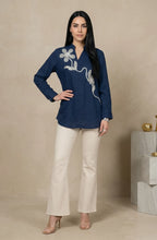 Navy Blue Embellished Top