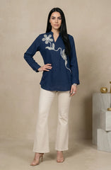 Navy Blue Embellished Top