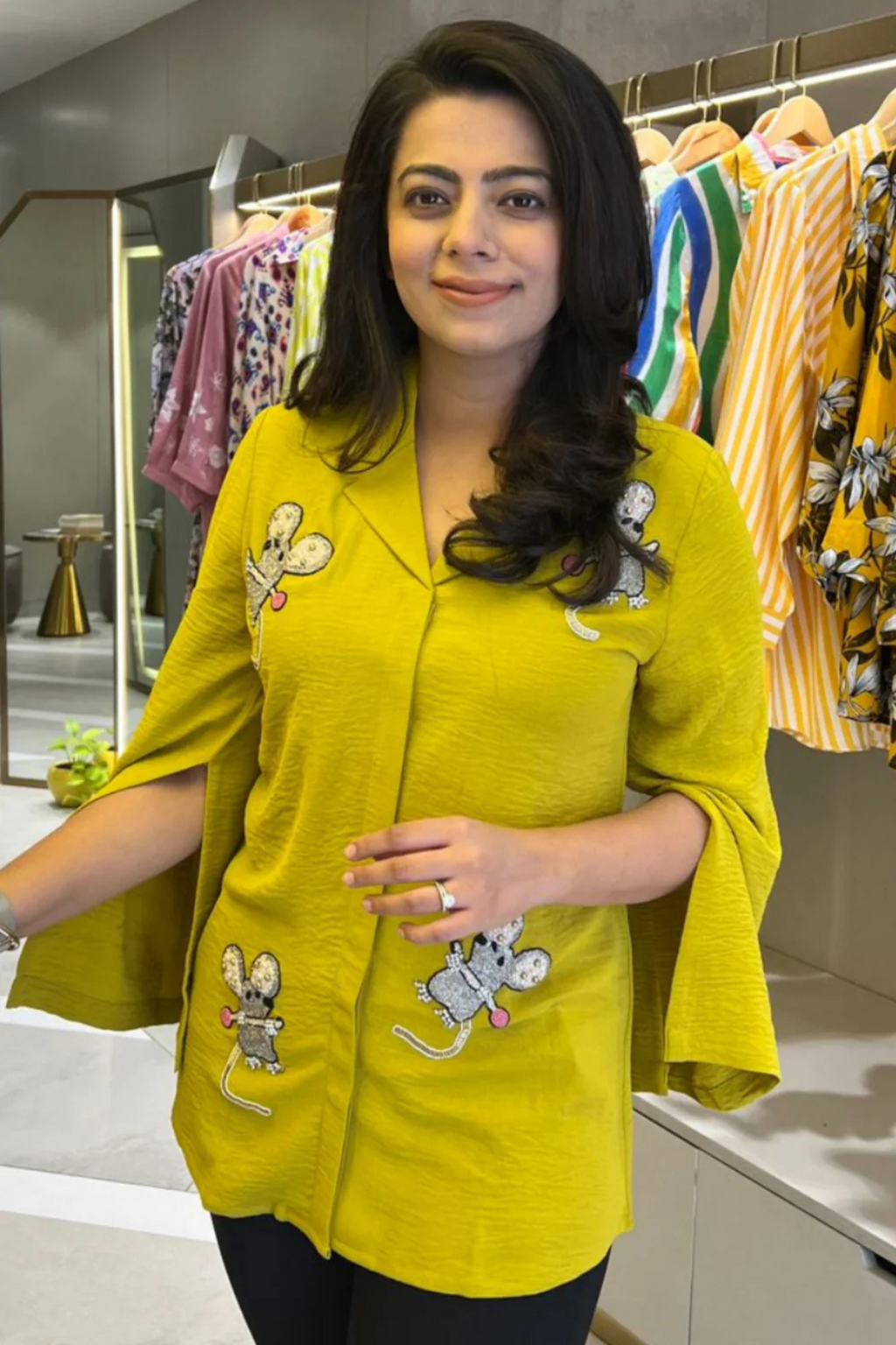 Mustard Embellished Shirt