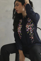 Navy Blue Embellished Shirt
