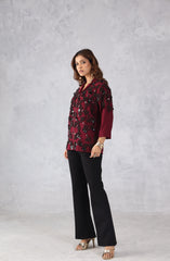 Red Embellished Zip Style Jacket