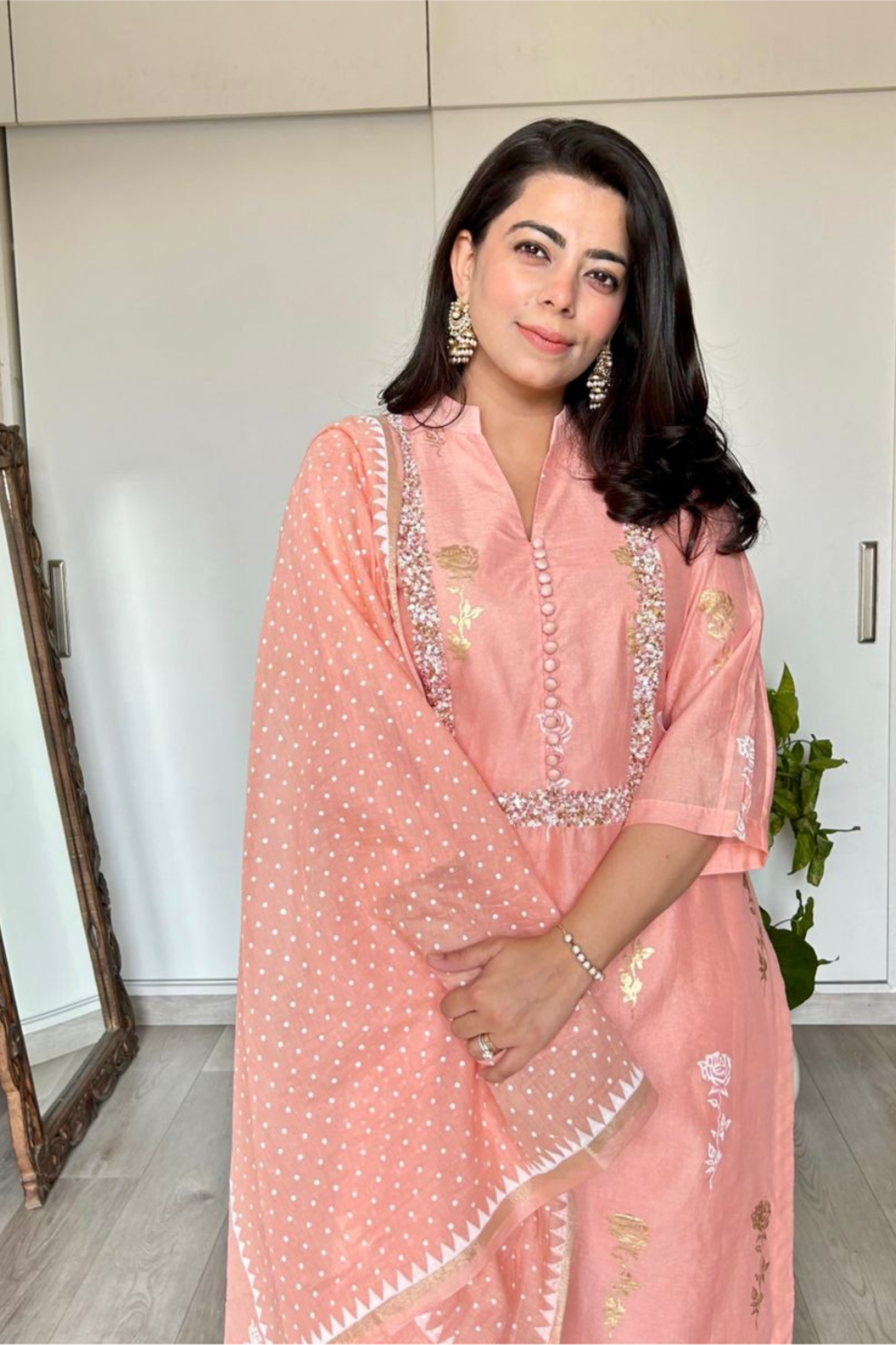 Elegant Peach Handcrafted Kurta